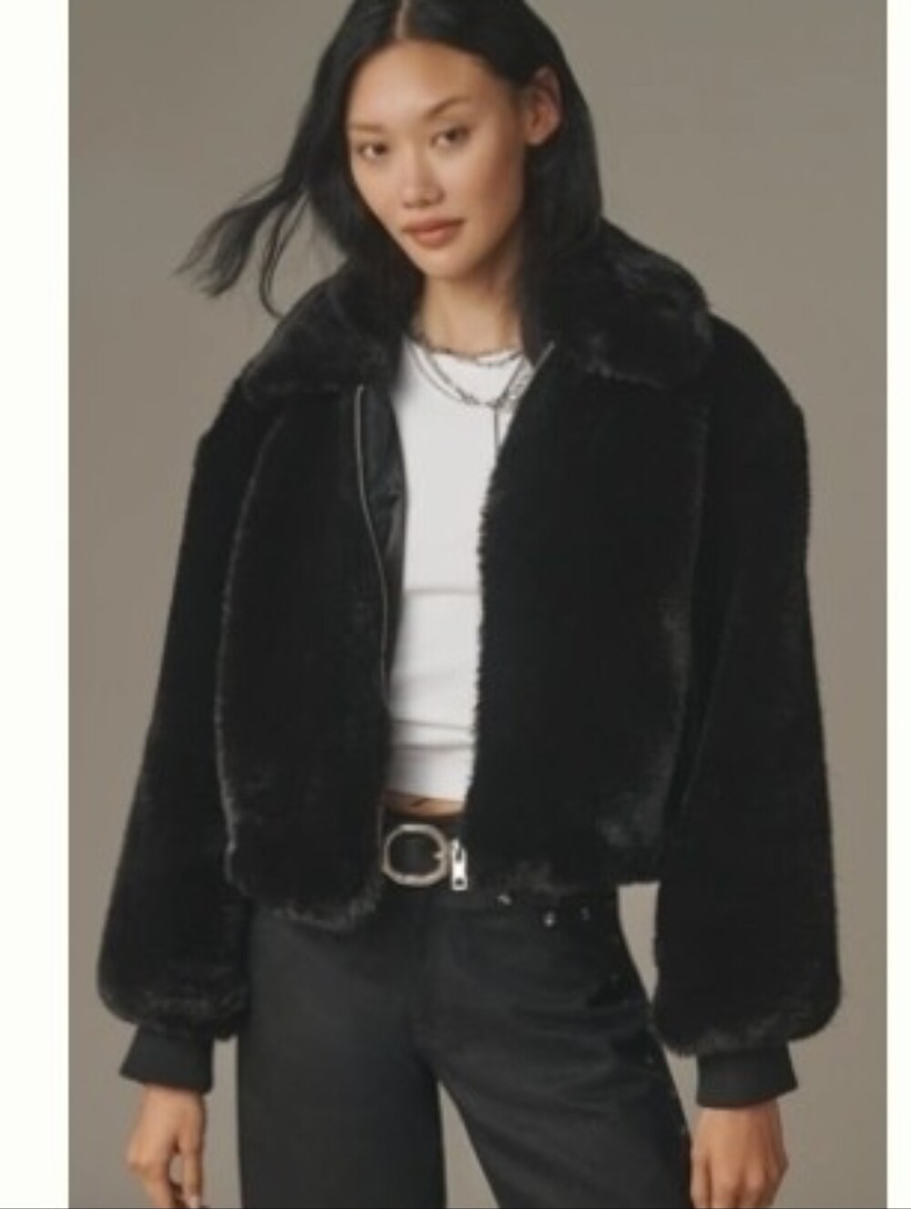 Maeve Crop Faux Fur Coat
